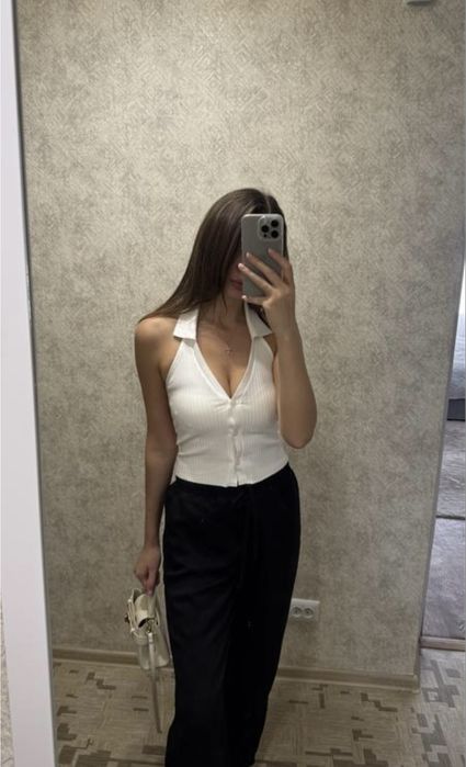 Топ zara  в рубчик білий