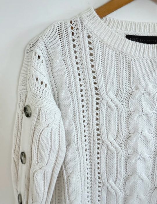 Sweter Marks & Spencer biały 46