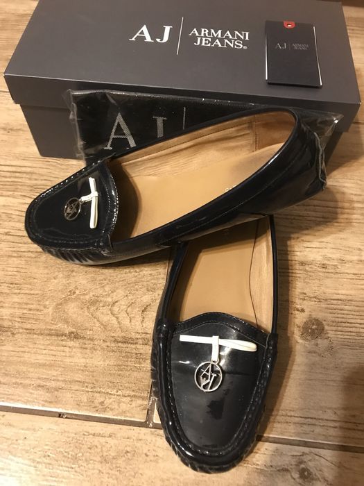 Skórzane oryginalne moksyny Armani 39