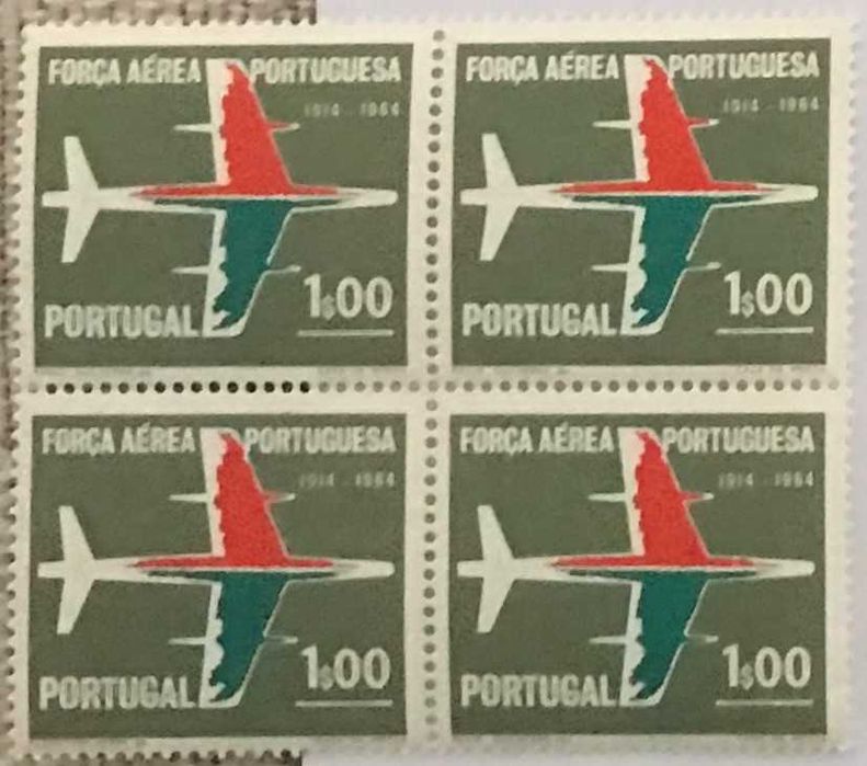 Quadra de selos novos de 1$00 - Cinq. da Força Aérea Portuguesa - 1965