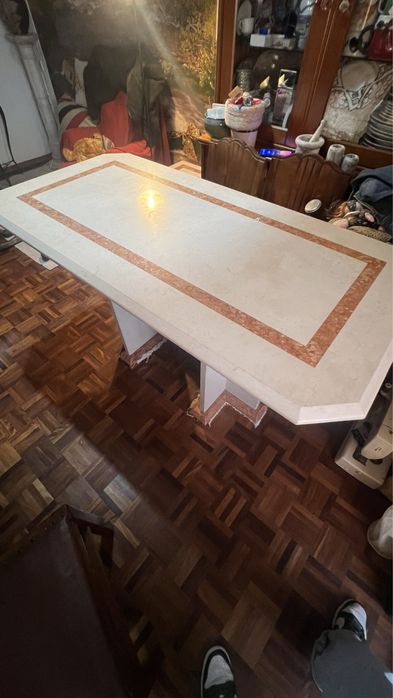 Vendo Conjunto Mármore (Mesa Jantar + Mesa de Apoio + Secretária)