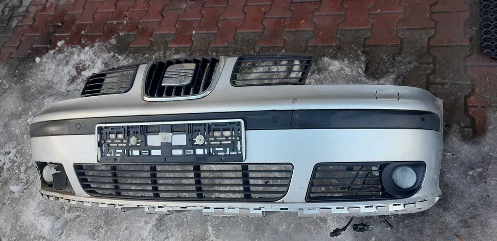 Zderzak przedni przód srebrny LA7W Seat Alhambra FL Lift spryskiwacze