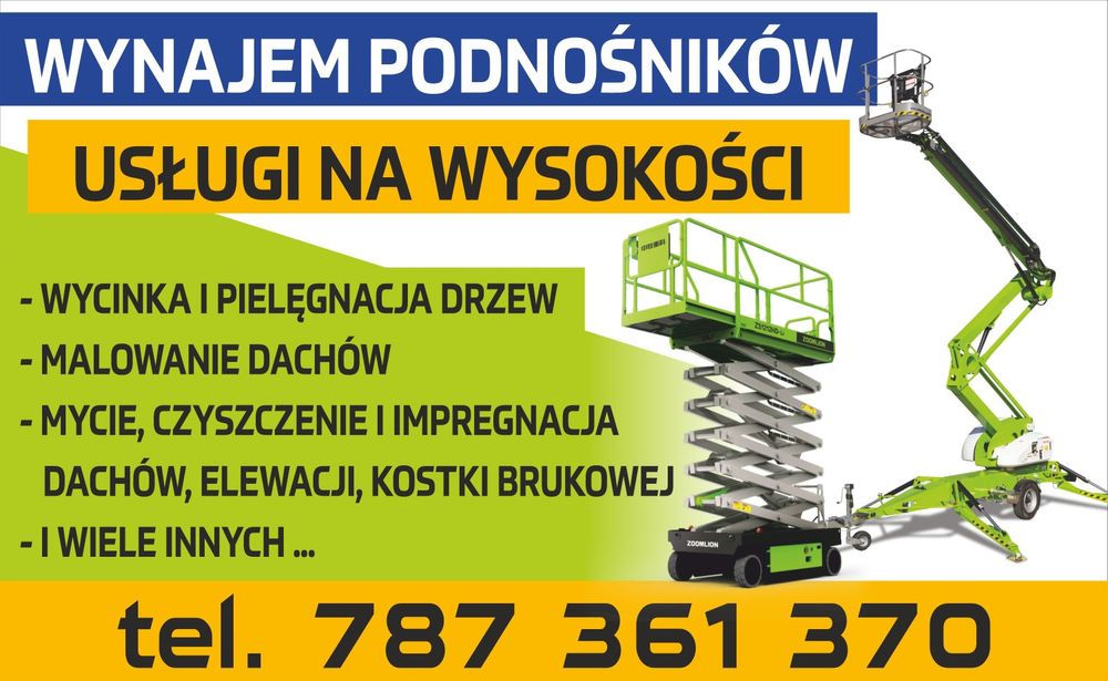 Wynajem podnośnika Wieluń koszowego  zwyżka usługi