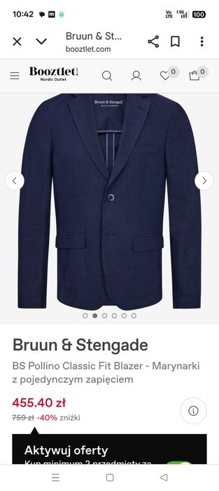 Marynarka męska len, Bruun&stengade, slim fit 48
