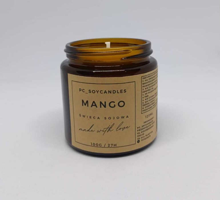 Świeca Sojowa Zapachowa Mango 120ml 27h