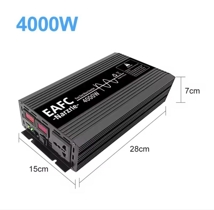 Інвертор EAFC, Moexsiac 4000W 12-220V, Output waveform: Pure sine wave