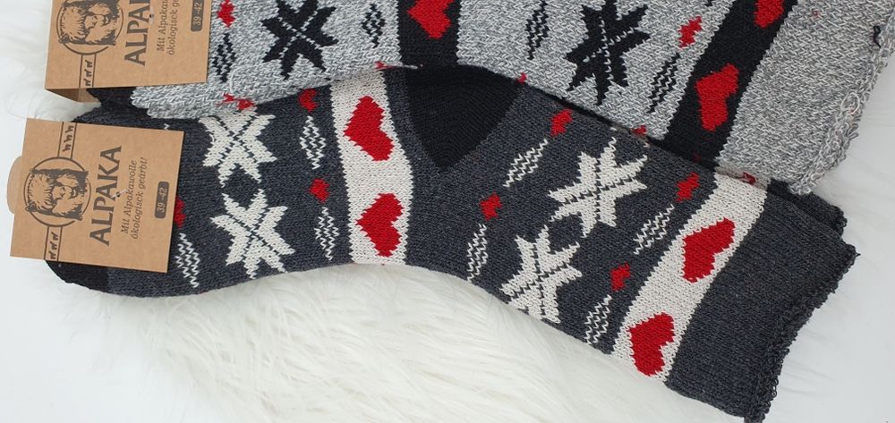 Ciepłe zimowe grube skarpety damskie wełna z Alpaki bezuciskowe 39-42