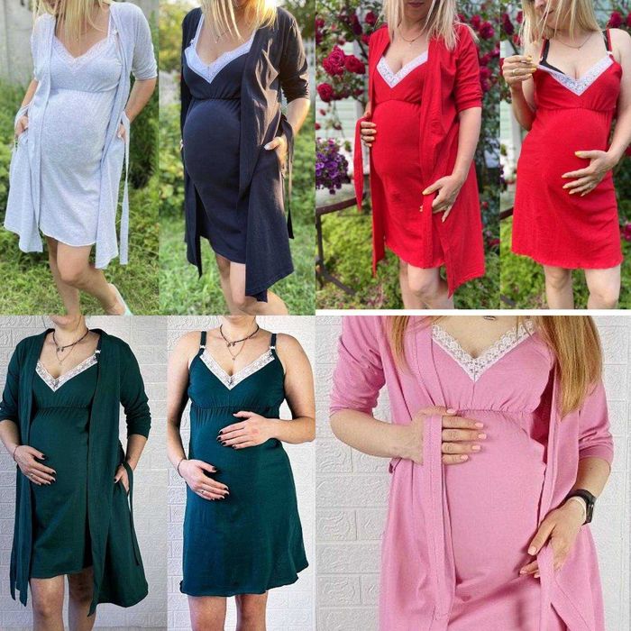 Халат та сорочка в пологовий для вагітних та годуючих 44-58