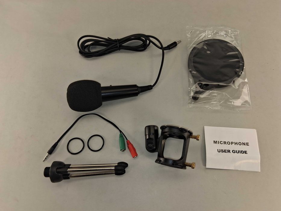 N130 Zestaw Mikrofon Pojemnościowy Studyjny Statyw Pop FiltrJack3.5 PC