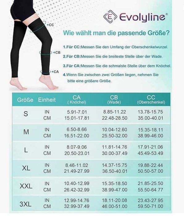 Pończochy Evolyline 15-20 mmHg M czarne bez palców