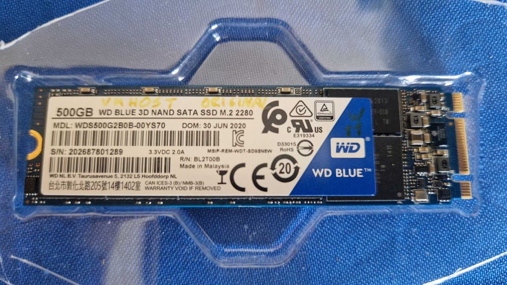 Disco SSD WD Blue 500GB M.2 2280 SATA 3D NAND — WDS500G2B0B