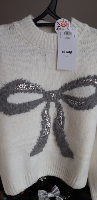 Новий! Святковий різдвяний джемпер, светр біла кофта. M (44-46)