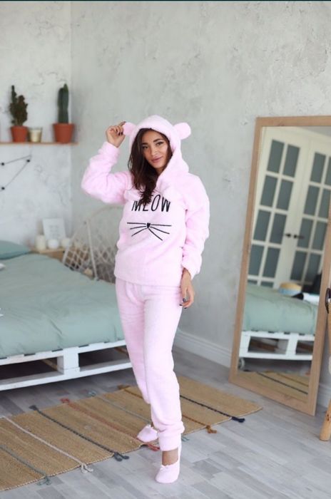 Теплая махровая женская пижама (кофта+брюки) Meow: 698 грн. - Пижамы ...