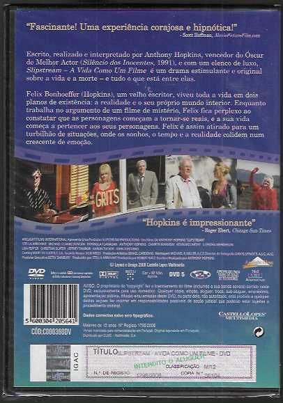 Anthony Hopkins. Slipstream - A vida como um filme. (selado)