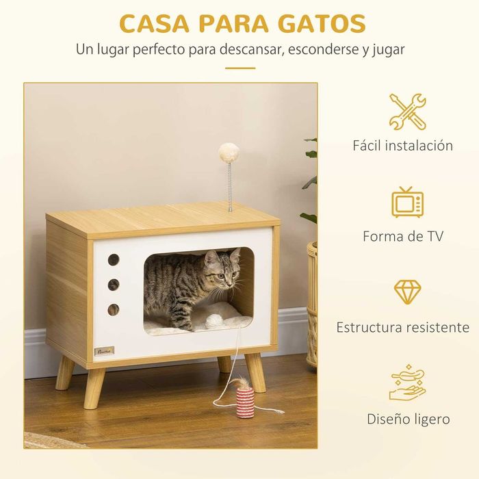 NOVO - Casa para gatos 2 em 1 – Refúgio + Móvel Decorativo 50x28x43cm