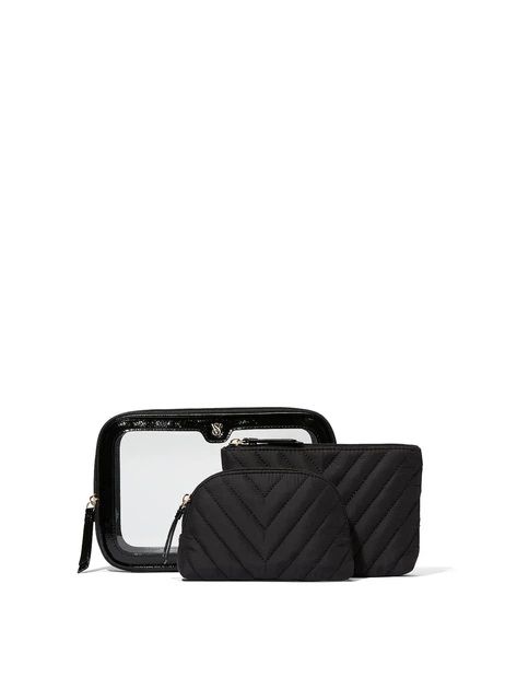 Косметичка 3в1 Чорна Victoria`s Secret 3-Piece Makeup Bag Black