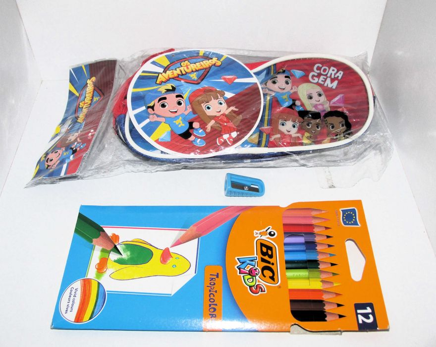 Estojo Lucas Neto + Lapis Bic Kids Tropicolors