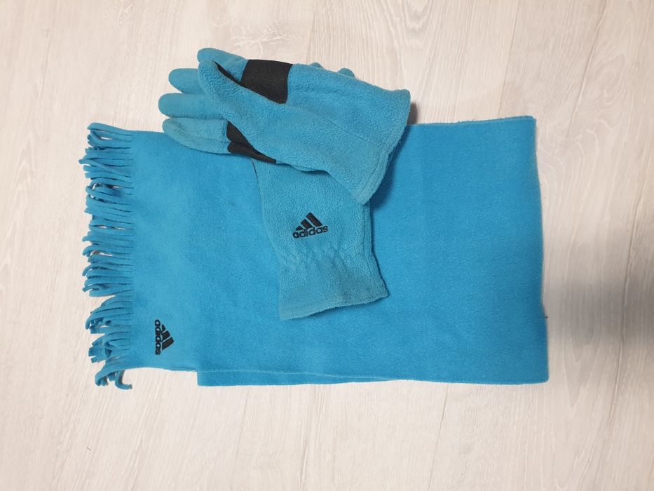 ADIDAS szalik i rekawiczki turkusowe oryginał