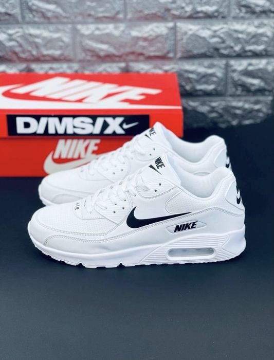 Nike Air Max 90 all white кросівки осінні шкіряні найк аір макс 90