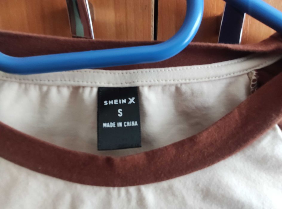 Krótka kremowo-brązowa koszulka / top Shein,(Rozmiar S)