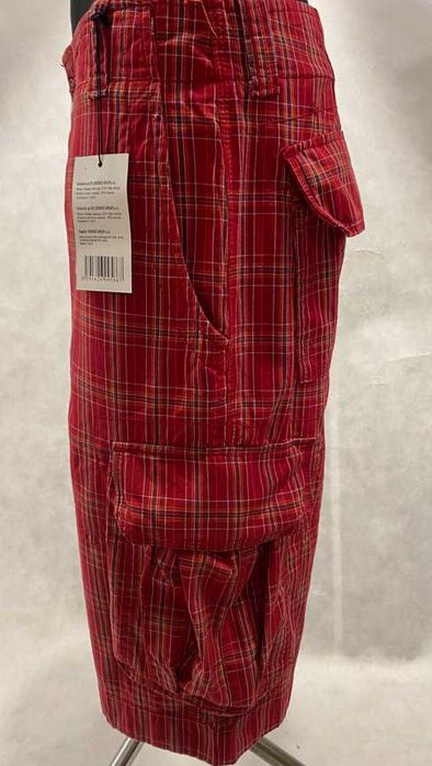 Spodenki męskie bawełniane, czerwone , kratka w roz. M