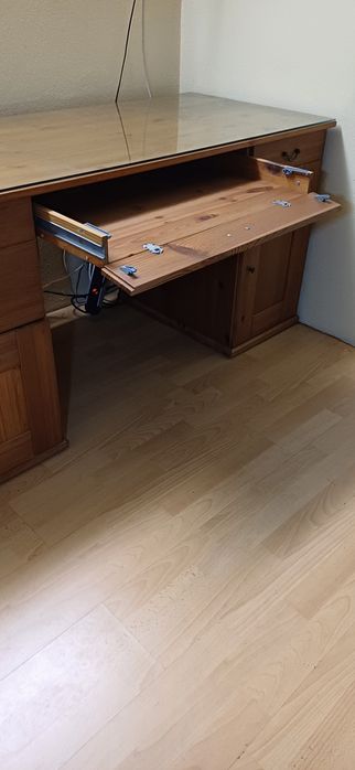 Secretária c/ tampo de vidro