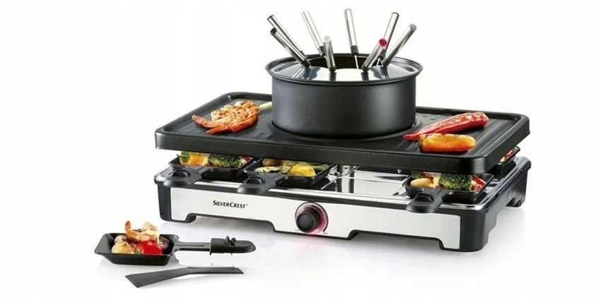 Grill raclette i fondue Silvercrest SRGF 1400 A2, dla 8 osób