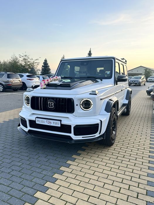 G-klasa do Ślubu Brabus białe auto wesele Białystok Podlasie całe