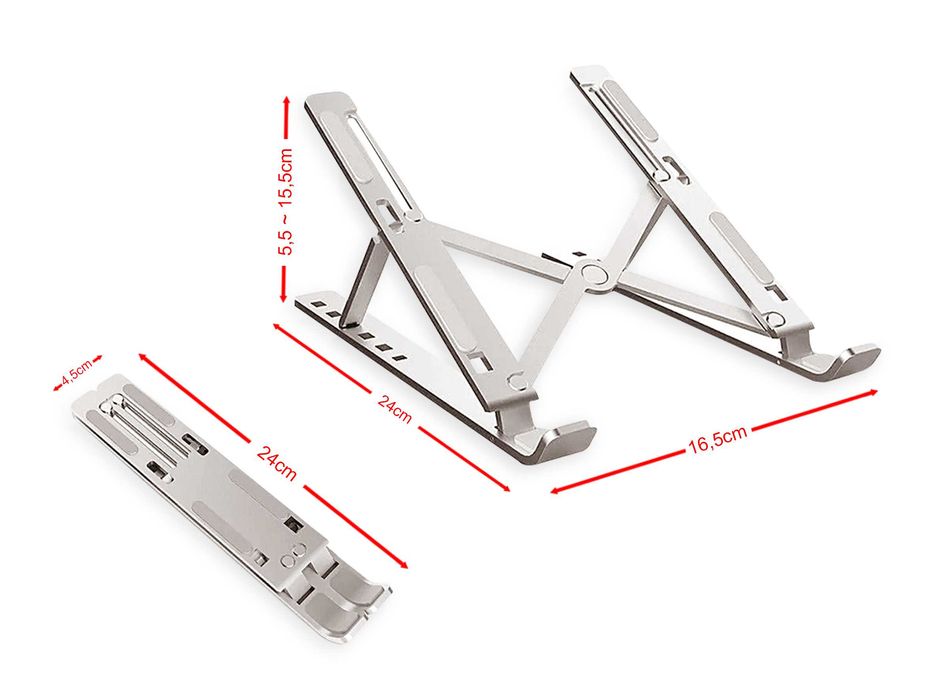 Suporte e base de Alumínio para Portáteis, Notebook, Tablets e Kindle