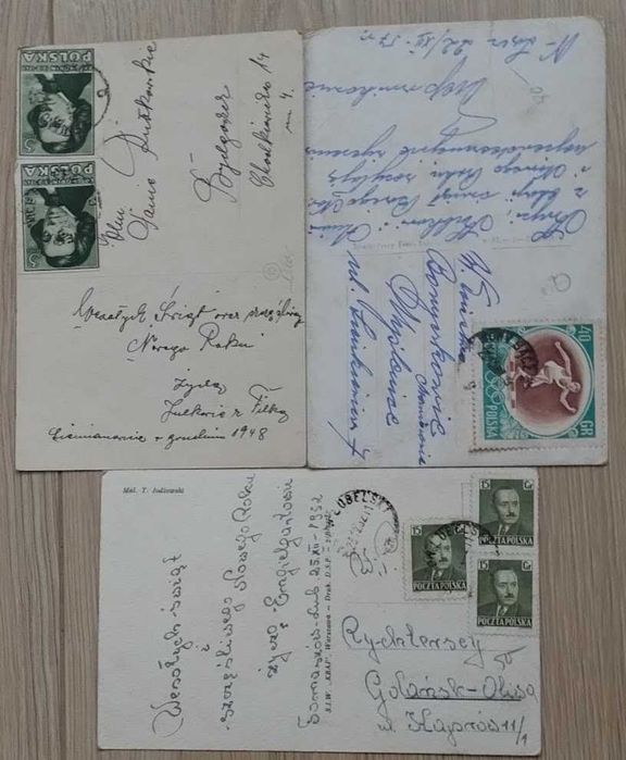 Pocztówki 3 szt. Wesołych Świąt lata 40,50 - te