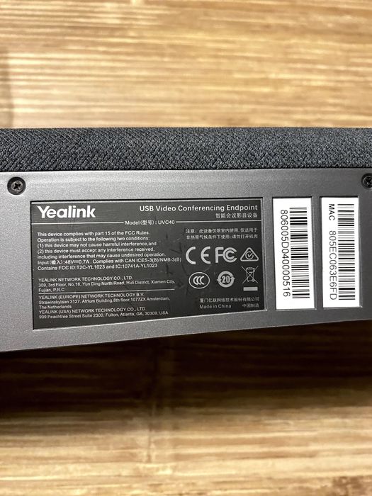 Yealink UVC40 - Barra de Videoconferência 4K USB (Perfeito estado)