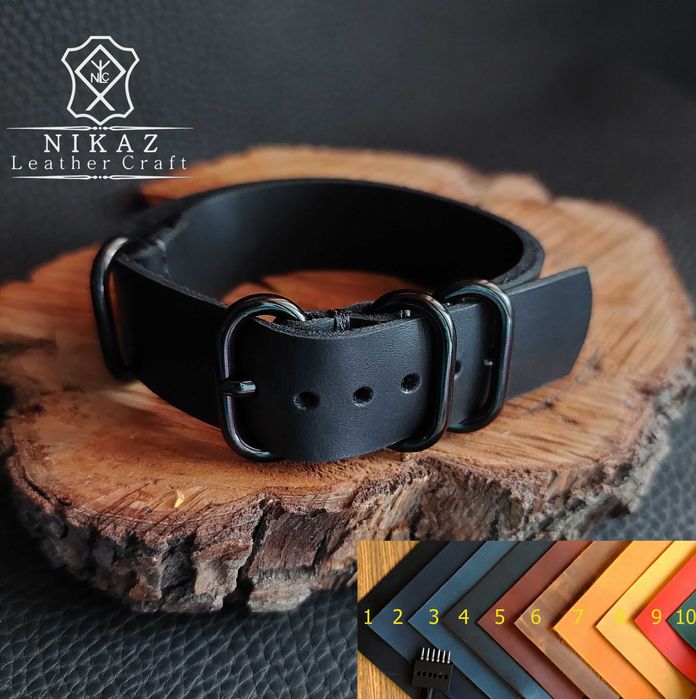 Надежный Кожаный Ремешок для часов Нато Зулу (18,20,22,24мм (N 008)