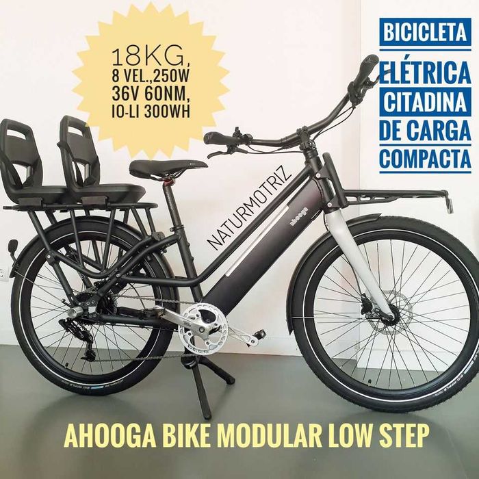 Cargo Bike Bicicleta elétrica carga Ahooga Modular 2.0 LSFPR 2cadeiras