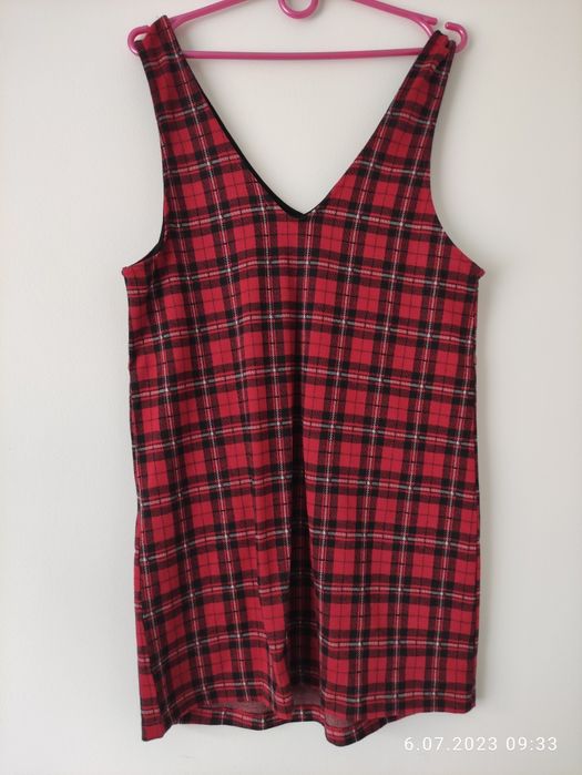 Sukienla na ramiaczkach czerwona krata S