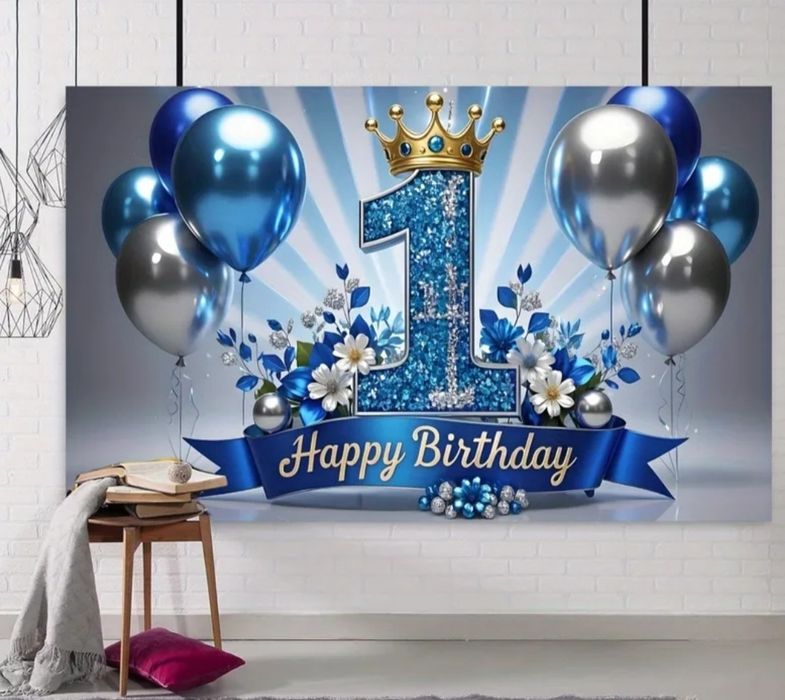 2D Плоский - Один однотонний 2D блискучий синьо-срібний фон