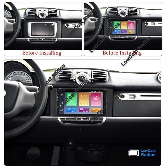Auto Rádio 9' SMART 2010 a 2015 | GPS ANDROID Bluetooth USB APPS WIFI | CARPLAY • ANDROID AUTO