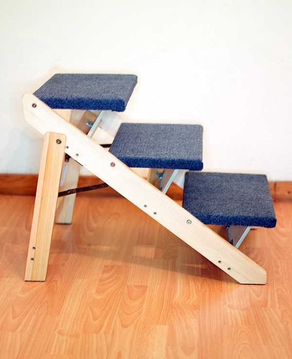 Escada e Rampa 2-em-1 Dobrável para Pets – Madeira- Suporta cães