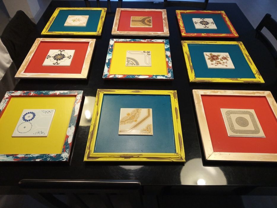 Conjunto de 9 azulejos vintage