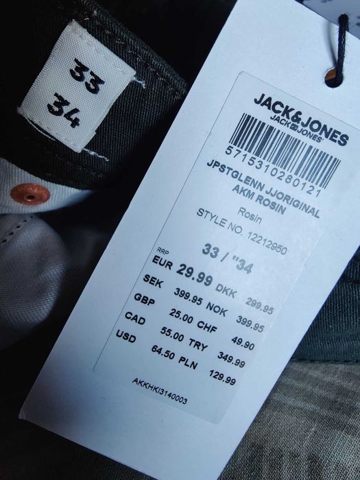 Джинсы (chino Jack&jones Glenn Дания w33 stretch dark green.
