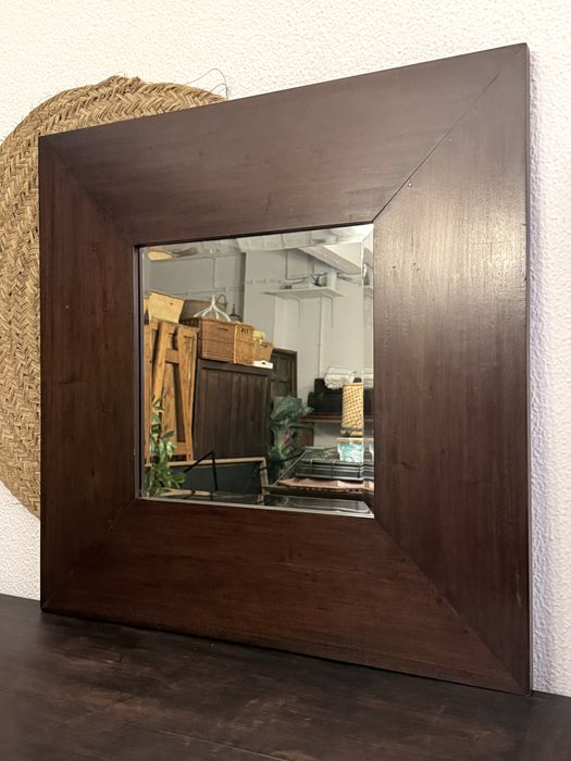 espelho, oriental, teca, indonésia, madeira, sala, decoração, rustico