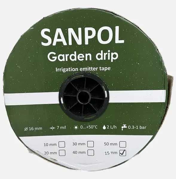 Стрічка для крапельного поливу емітерна 7mil 30см 1000м SANPOL