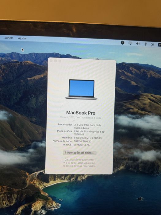 MacBook Pro 13” 2017 i5 8GB 128GB + carregador
