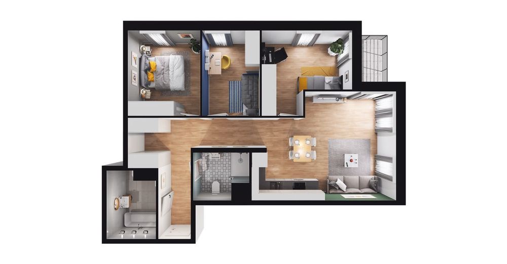 4-pokojowe mieszkanie 73 m² + taras Bezpośrednio - Widok 3