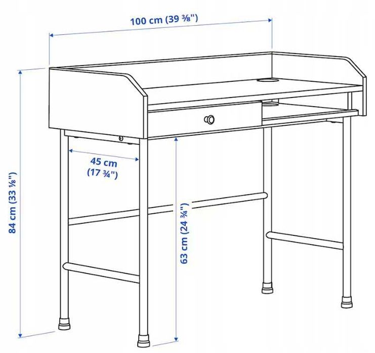 Biurko Ikea Hauga | kolor biały | nowe w pudełku | 100x45 cm