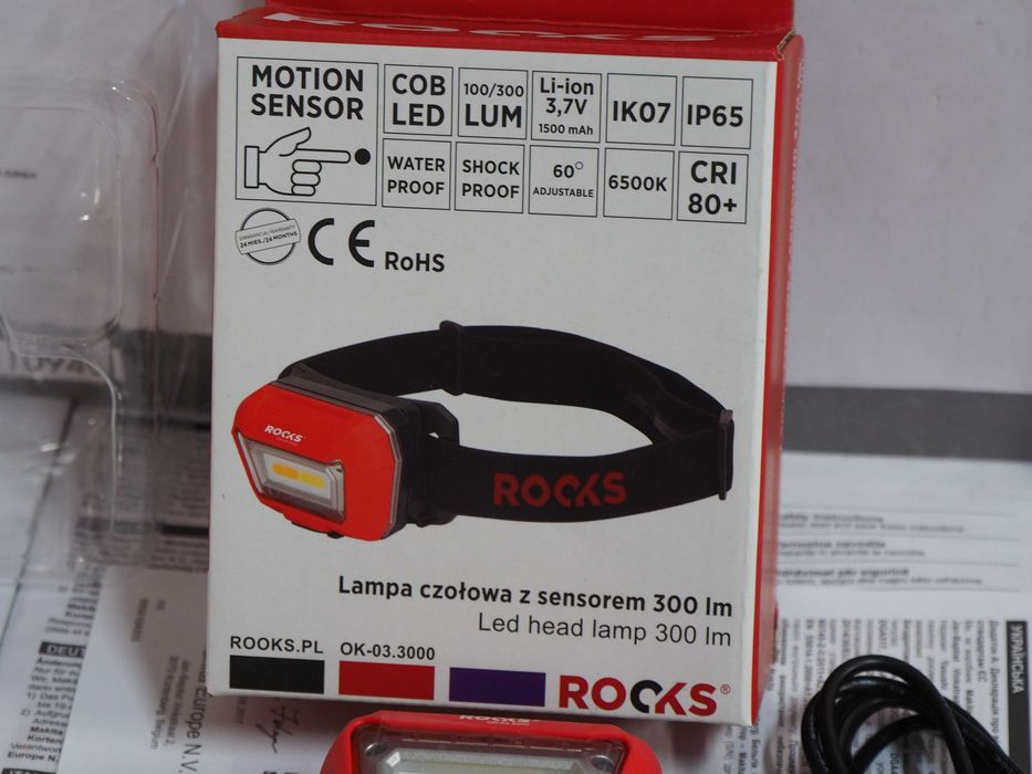 Latarka czolowa ROOKS z sensorem ruchu wodoodporna IP67 -300lm wurth
