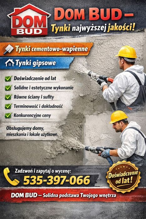 Tynki maszynowe cementowo wapienne oraz gipsowe