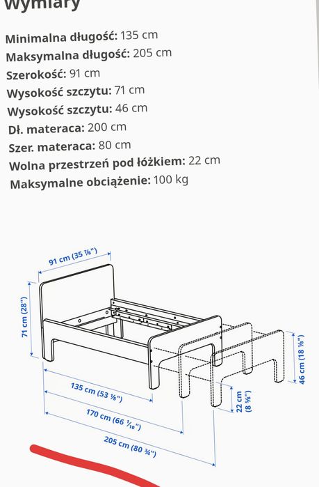 Łóżeczko dziecięce Ikea slakt rozsuwane 80x200