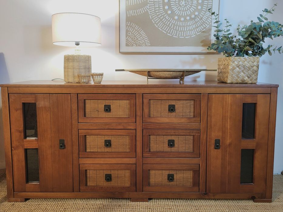 aparador, consola, movel tv, louceiro, comoda, rattan, rustico