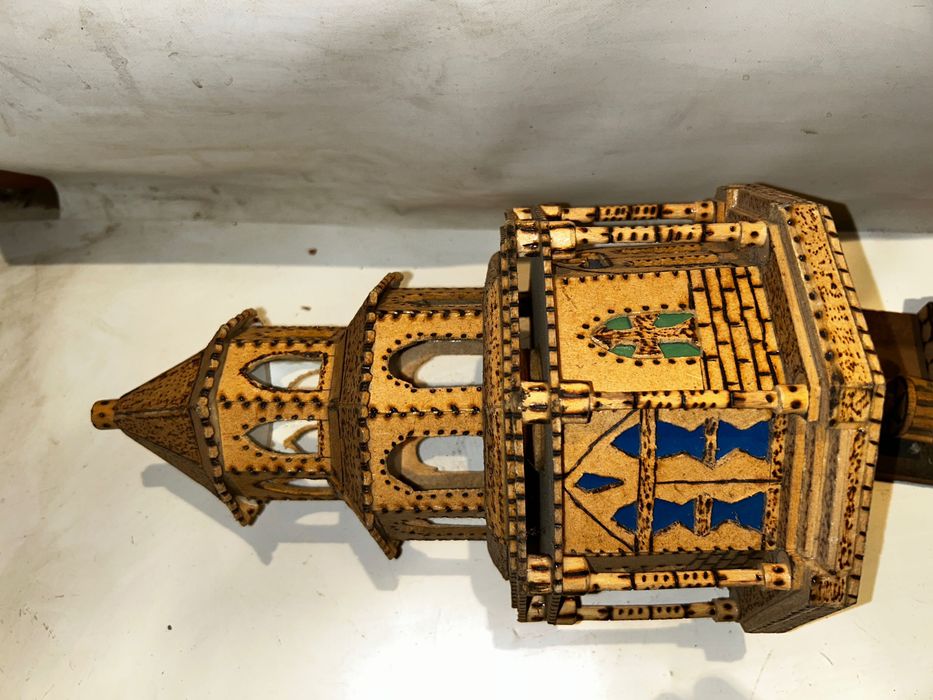 2 Drewniane DOMKI - 13 I 29 cm - PRL