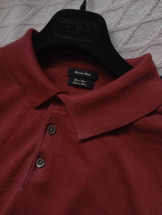 MASSIMO DUTTI 100% Merino Blend L-XL ceglasty sweter polo z kołnierzem